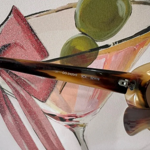 🤎Gucci Sunglasses Brown GG2420/S 3CX 52/19 Oval type With Side logo - Picture 12 of 17